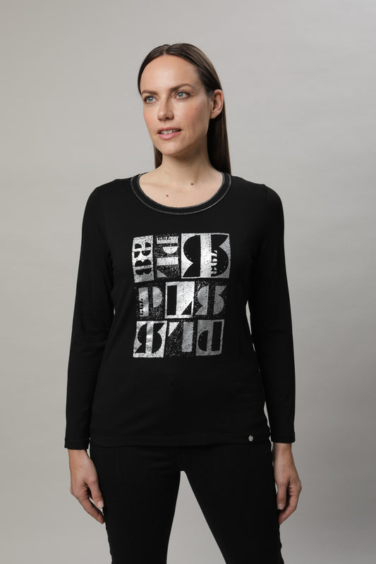 Langarmshirt mit Rundhals und Druck