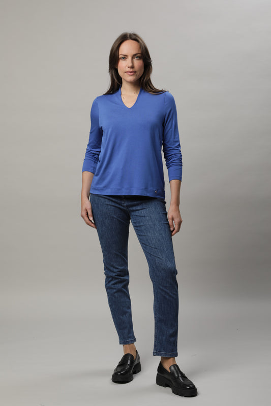 Langarmshirt mit V-Ausschnitt