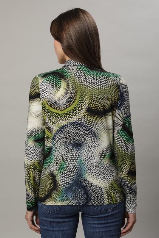 Langarmshirt mit Polokragen und Alloverdruck