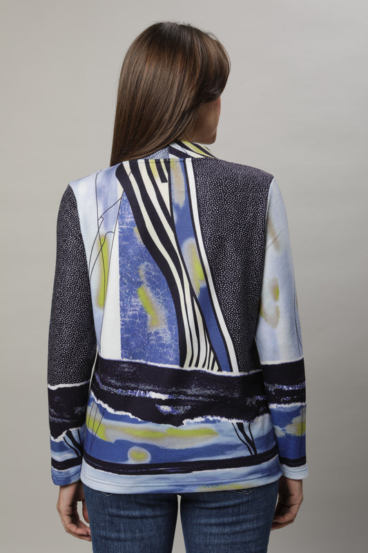 Langarmshirt mit Stehkragen und Alloverdruck