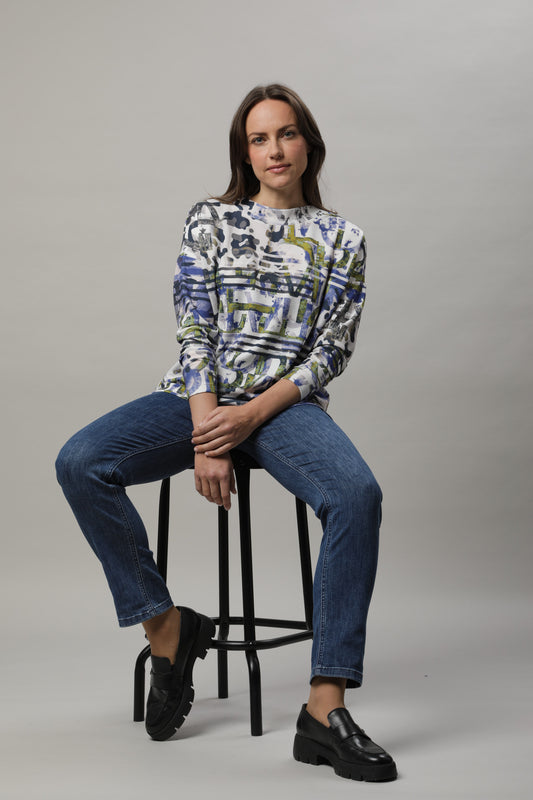 Langarmshirt mit Rundhals und Alloverdruck