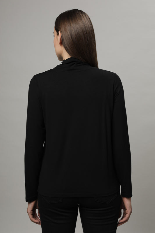 Langarmshirt mit Stehkragen und Druck
