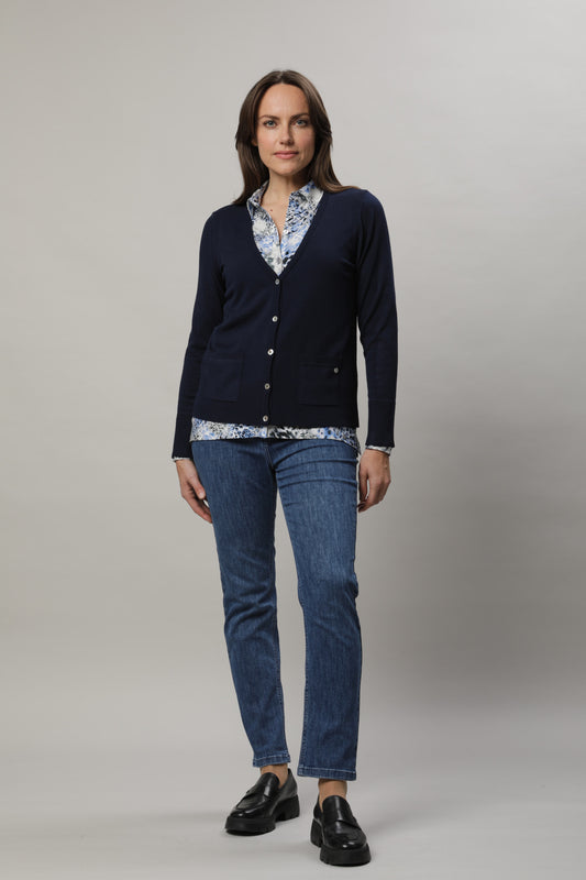 Langarmshirt mit Polokragen und Alloverdruck