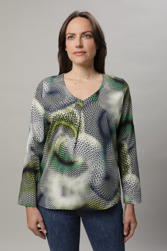 Bluse mit V-Ausschnitt und Alloverdruck
