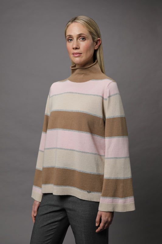 Pullover mit Kelchkragen und Streifenmuster