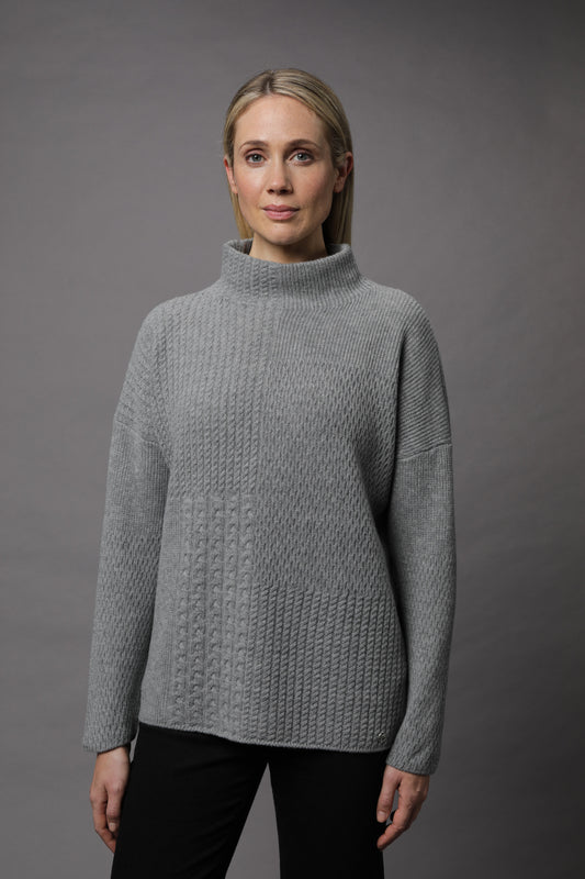 Pullover mit Kelchkragen und Strukturmuster