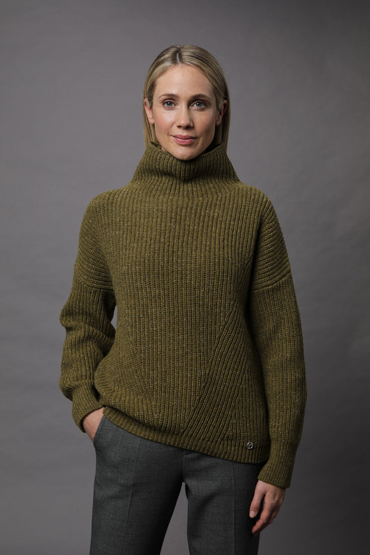 Pullover mit Stehkragen und Strukturmuster