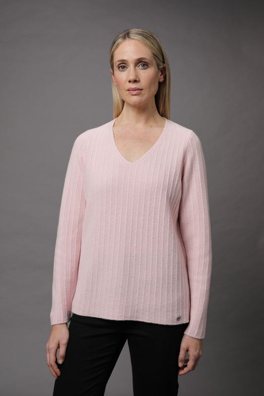 Pullover mit V-Ausschnitt und Strukturmuster