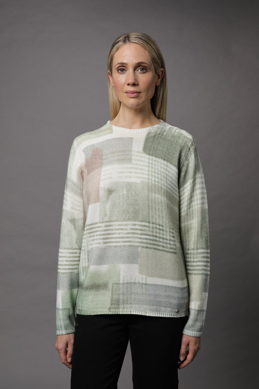 Pullover mit Kelchkragen und Alloverdruck
