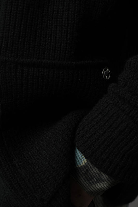 offene Strickjacke mit Stehkragen und Strukturstrick