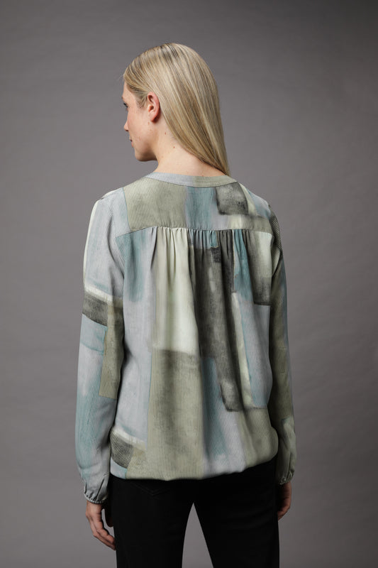 Bluse mit Rundhals und Alloverdruck