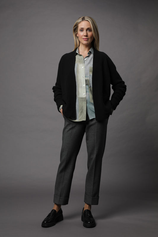 Bluse mit Umlegekragen und Alloverdruck