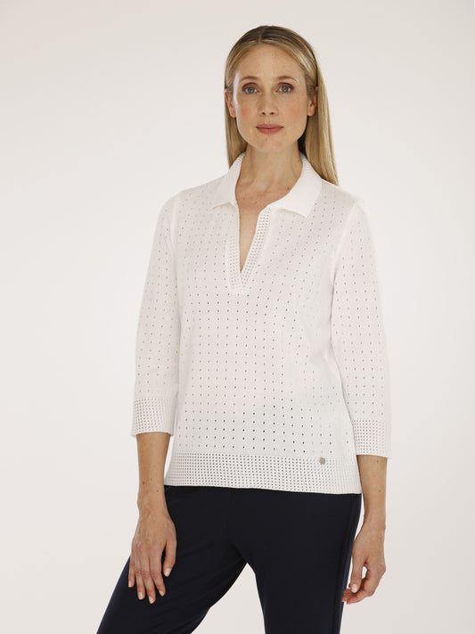 Pullover mit Polokragen und 3/4 Arm