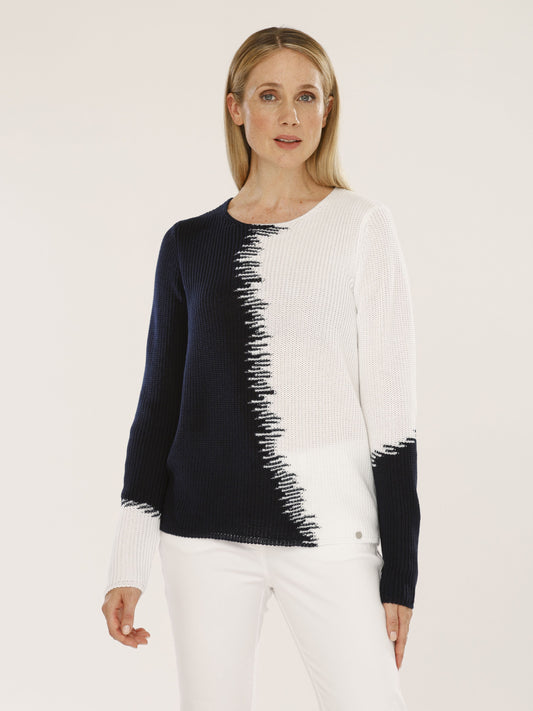 Pullover mit Rundhals und Fang-Struktur
