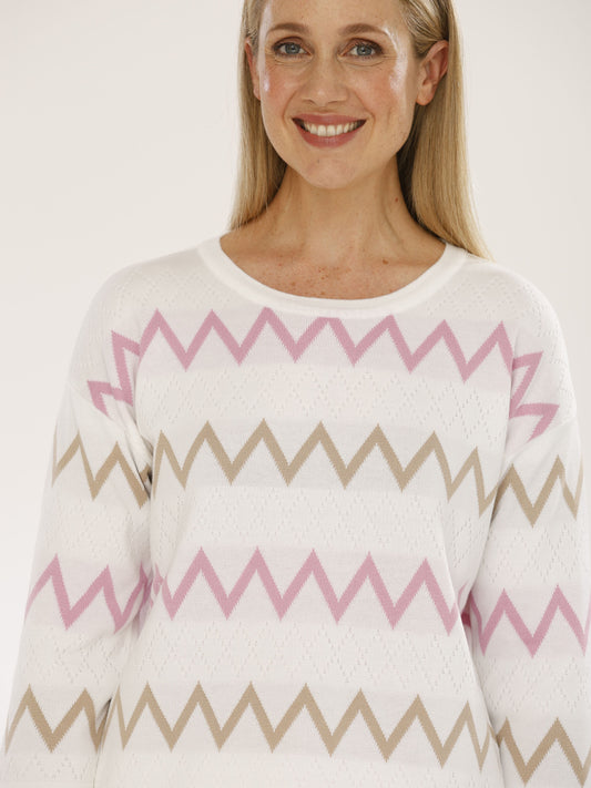 Pullover mit Rundhals und Intarsien