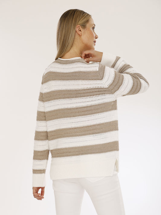 Pullover mit V-Ausschnitt und Streifen