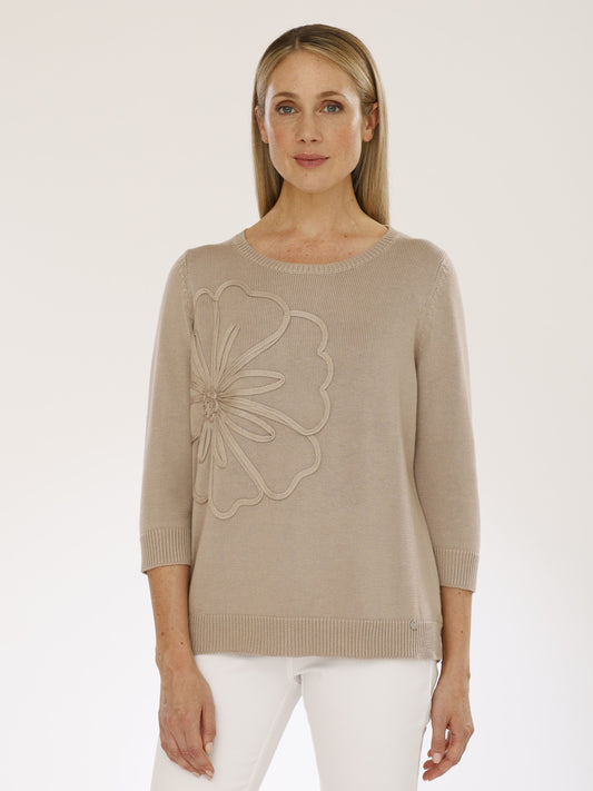Pullover mit Rundhals und 3/4 Arm