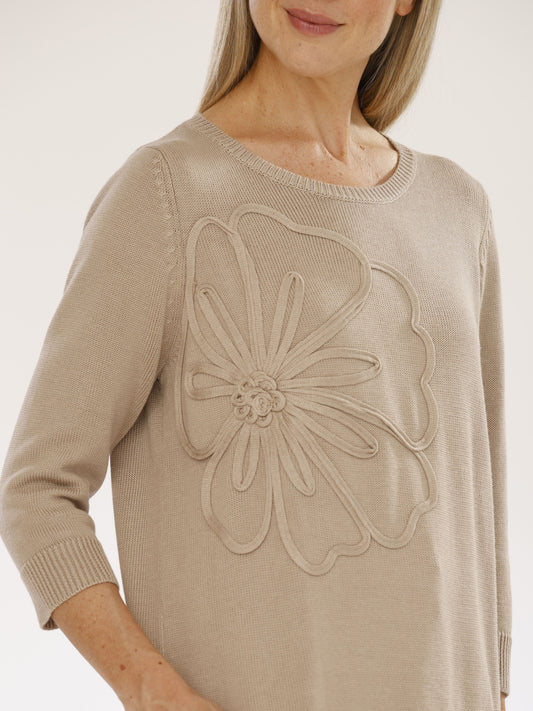 Pullover mit Rundhals und 3/4 Arm