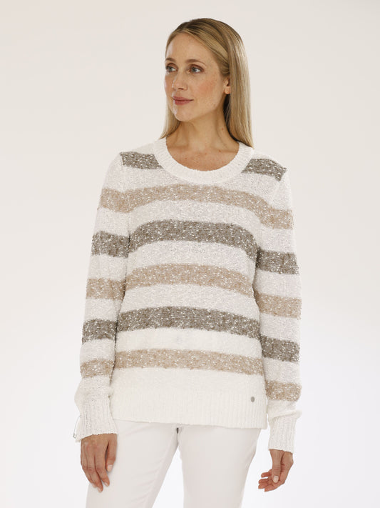Pullover mit Rundhals und Ringelstruktur