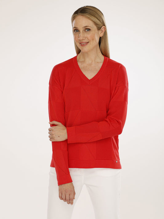 Pullover mit V-Ausschnitt und Struktur