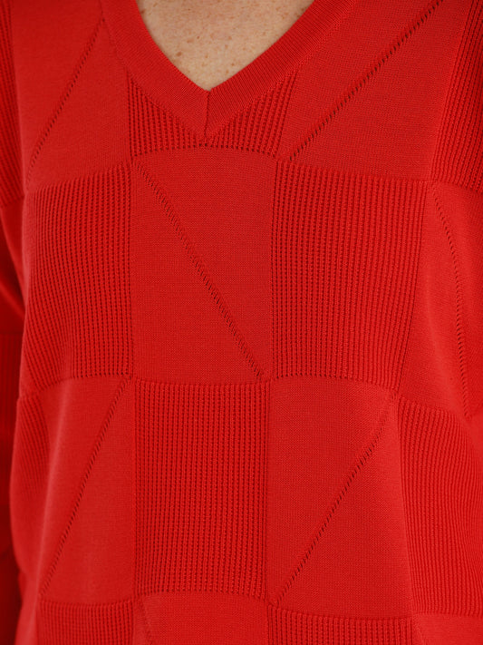 Pullover mit V-Ausschnitt und Struktur