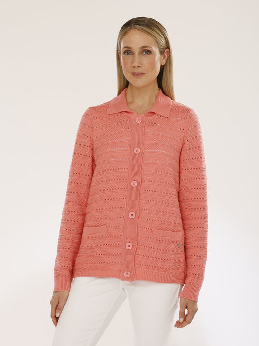 Jacke mit Umlegekragen und Strukturmuster