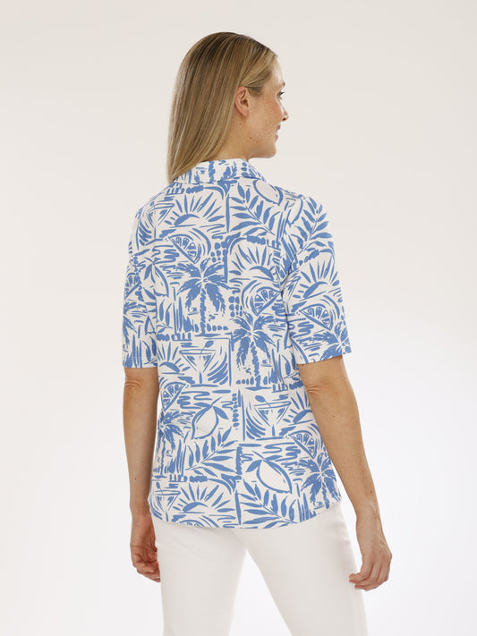 T-Shirt mit Polokragen und Alloverdruck