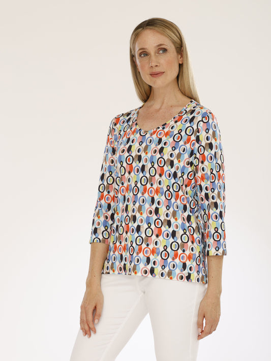 T-Shirt mit V-Ausschnitt und 3/4 Arm