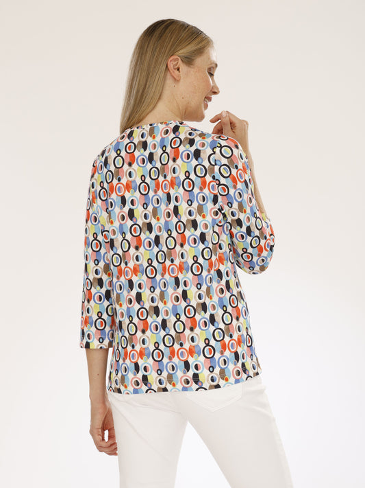 T-Shirt mit V-Ausschnitt und 3/4 Arm