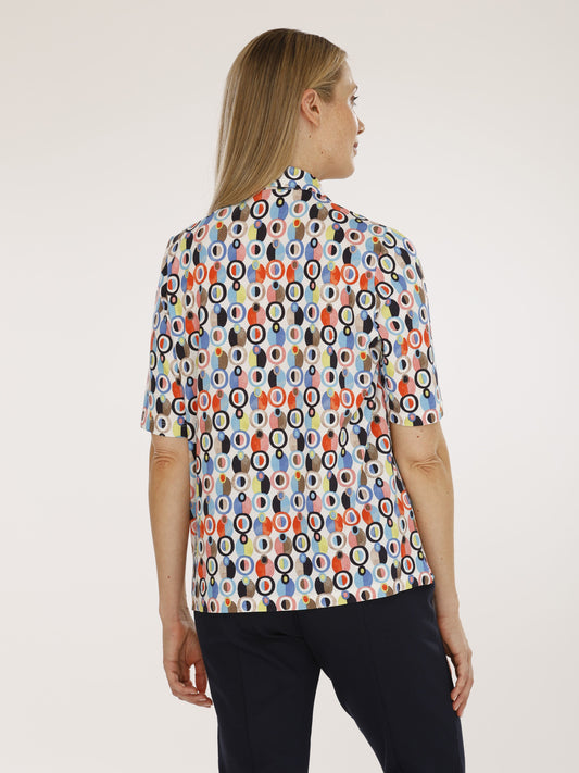 T-Shirt mit Polokragen und Alloverdruck