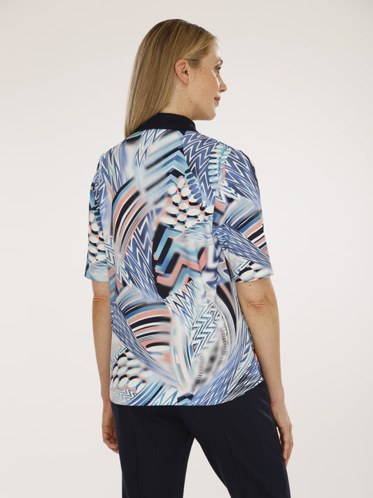 Shirt mit Polokragen und Alloverdruck