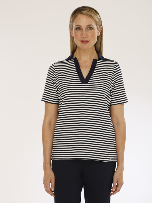 T-Shirt mit V-Ausschnitt und Ringel