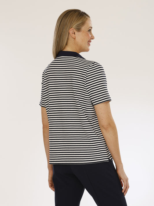 T-Shirt mit V-Ausschnitt und Ringel