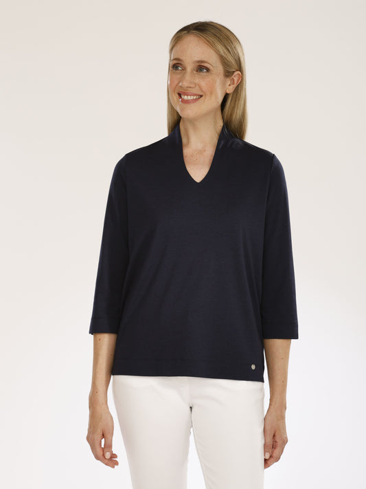 T-Shirt mit V-Ausschnitt und 3/4 Arm