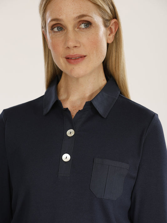 T-Shirt mit Polokragen und 3/4 Arm