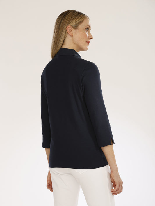 T-Shirt mit Polokragen und 3/4 Arm