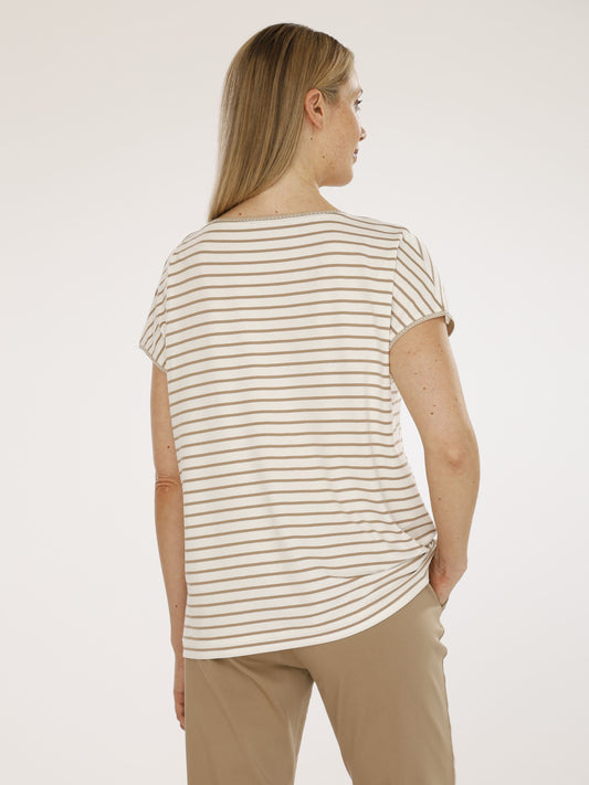 T-Shirt mit V-Ausschnitt und Ringel