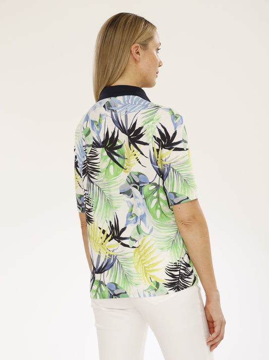 T-Shirt mit Umlegekragen und Alloverdruck