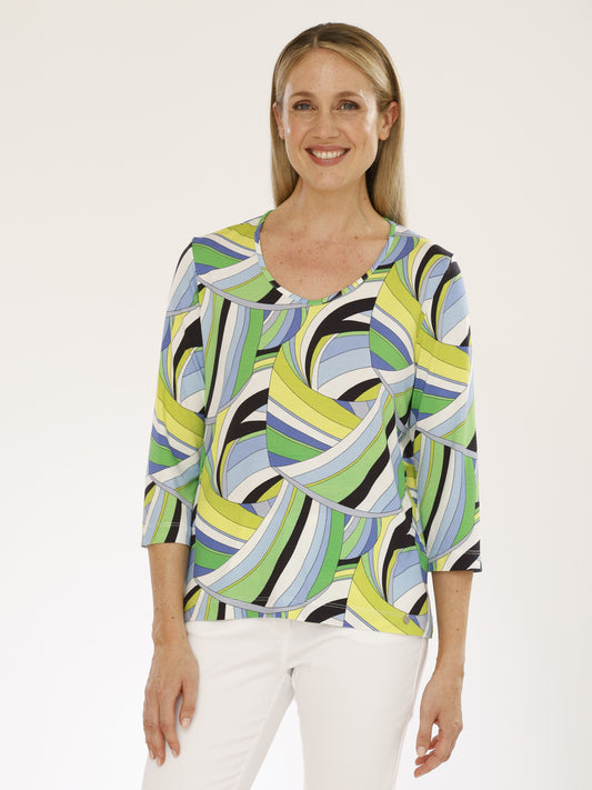 T-Shirt mit V-Ausschnitt und 3/4 Arm