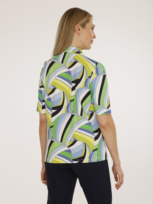 T-Shirt mit Umlegekragen und Alloverdruck