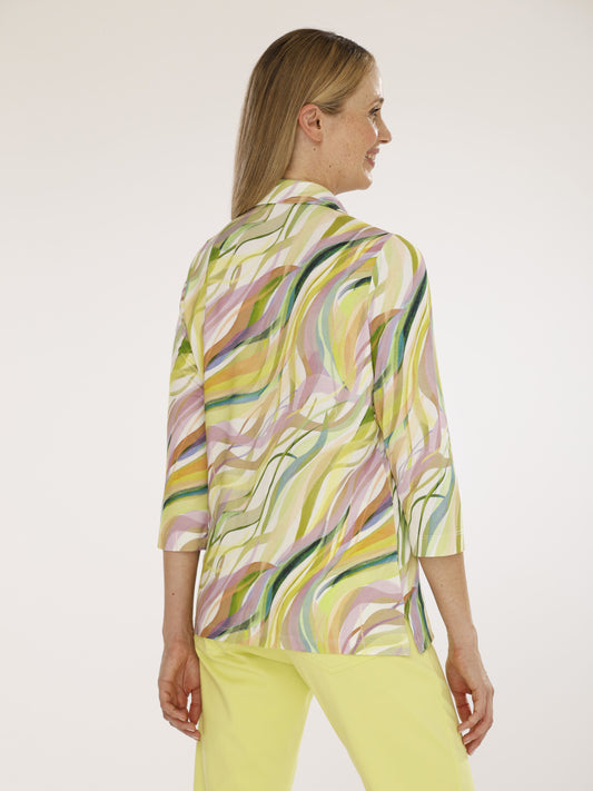 Jersey-Bluse mit Umlegekragen und Alloverdruck