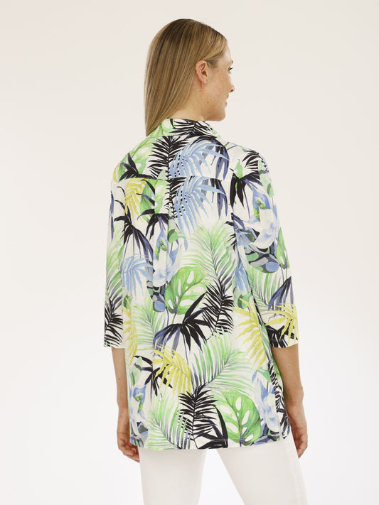 Jersey-Bluse mit Umlegekragen und Alloverdruck