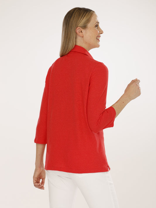 Jersey-Bluse mit Umlegekragen und 3/4 Arm