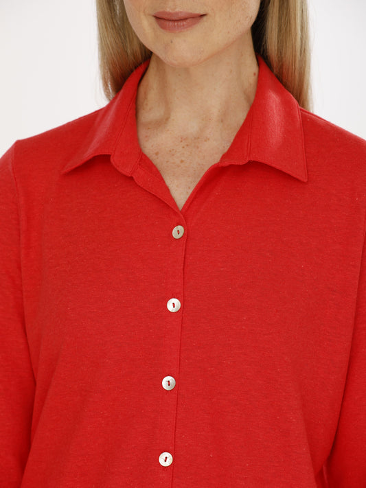 Jersey-Bluse mit Umlegekragen und 3/4 Arm