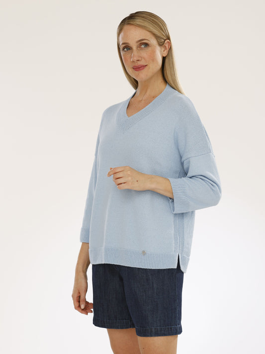 Pullover mit V-Ausschnitt und 3/4 Arm
