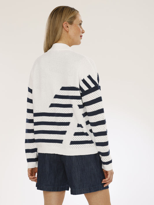 Jacke mit V-Ausschnitt und Strukturmuster