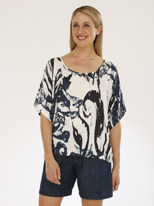 Blusenshirt mit Rundhals und Alloverdruck