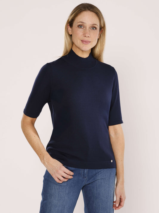 Kurzarmpullover mit Stehkragen