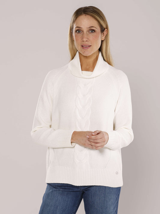 Pullover mit Rollkragen und Zopfstruktur