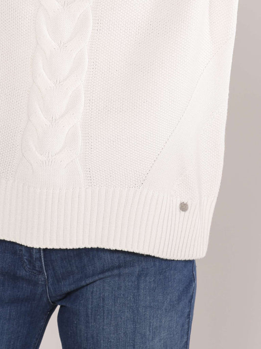 Pullover mit Rollkragen und Zopfstruktur